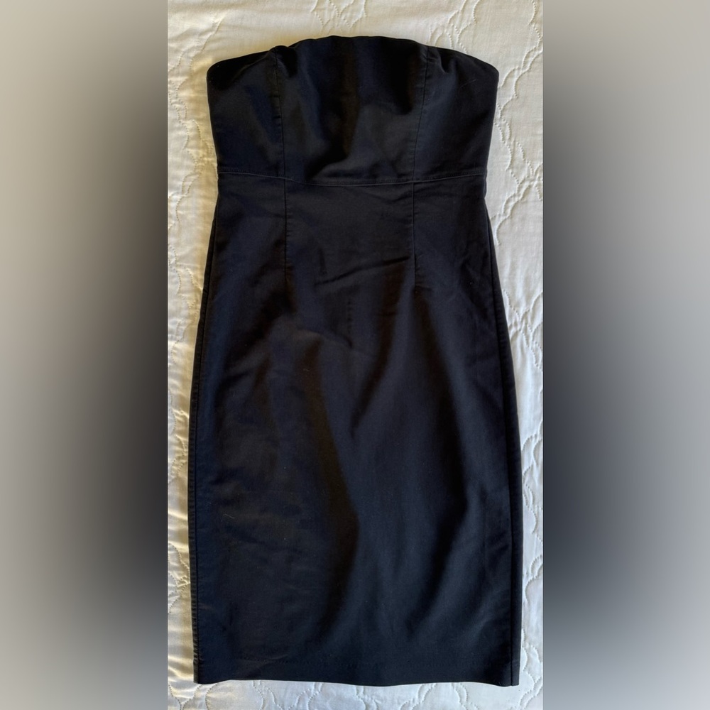 Vintage Y2K LBD Express Stretch Strapless Straight Neckline Black size 7/8